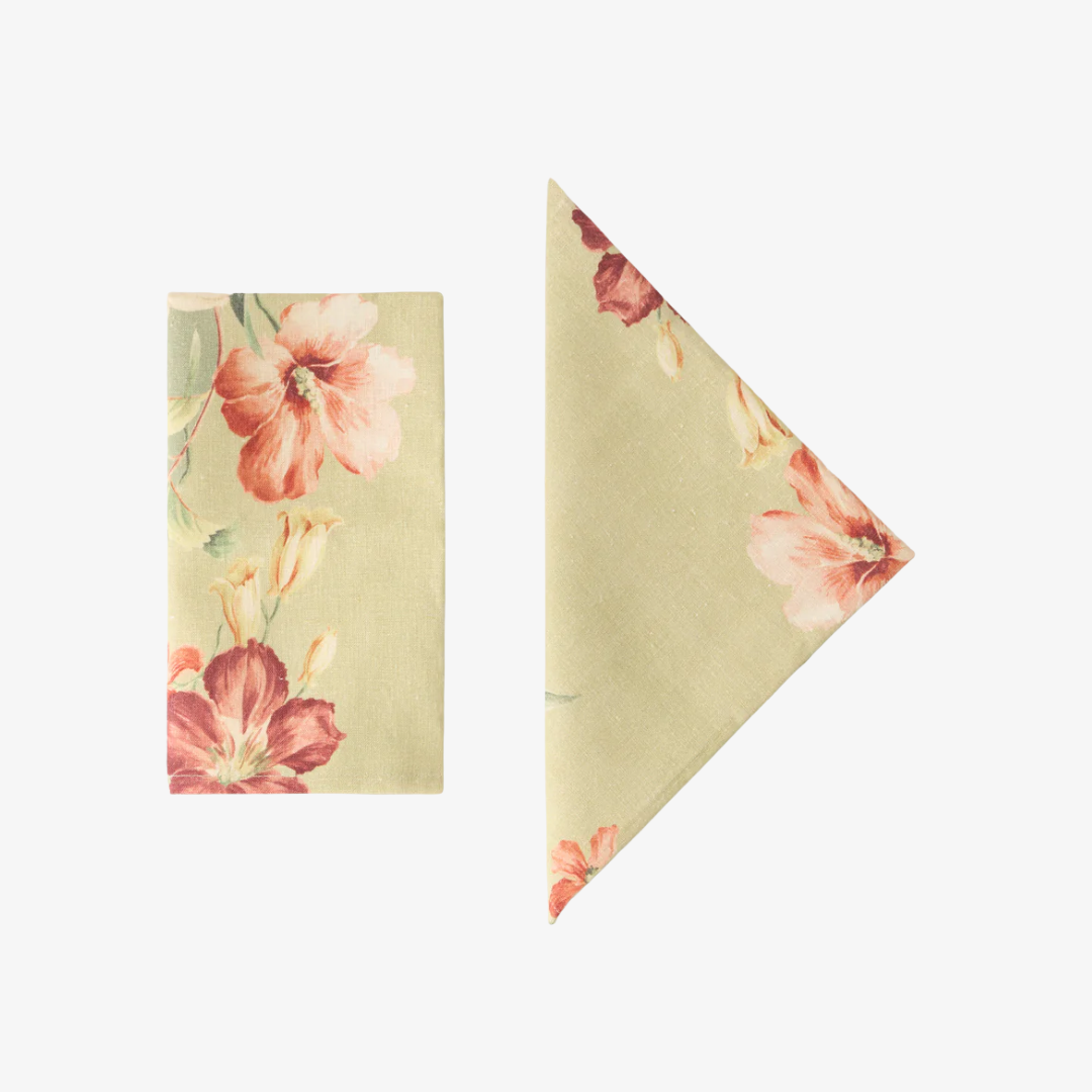 Ibiscus Sage Linen Napkins, Set of 4