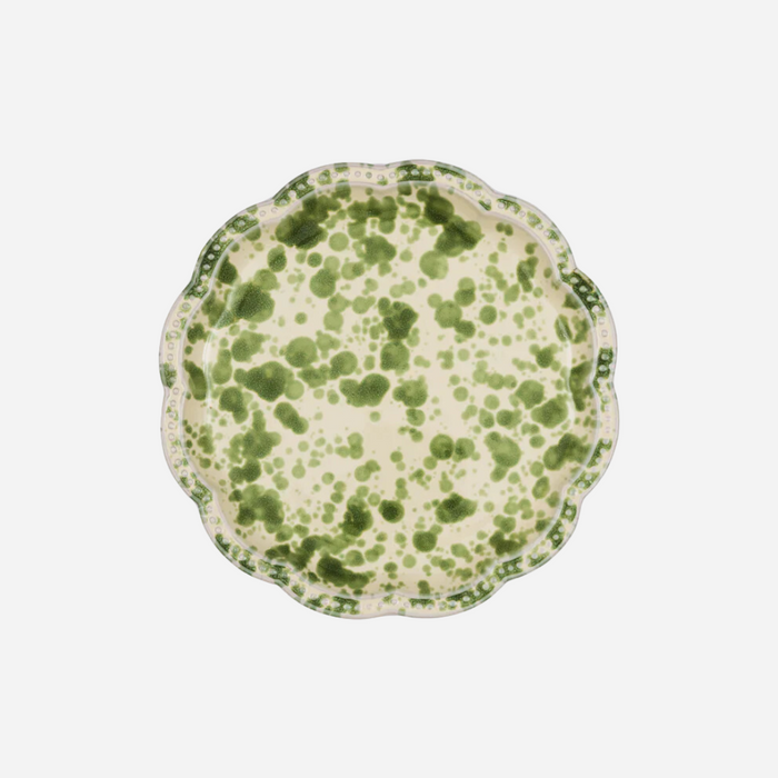 Speckled Green and White Dessert Plate