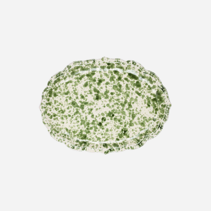 Speckled Green and White Serving Plate