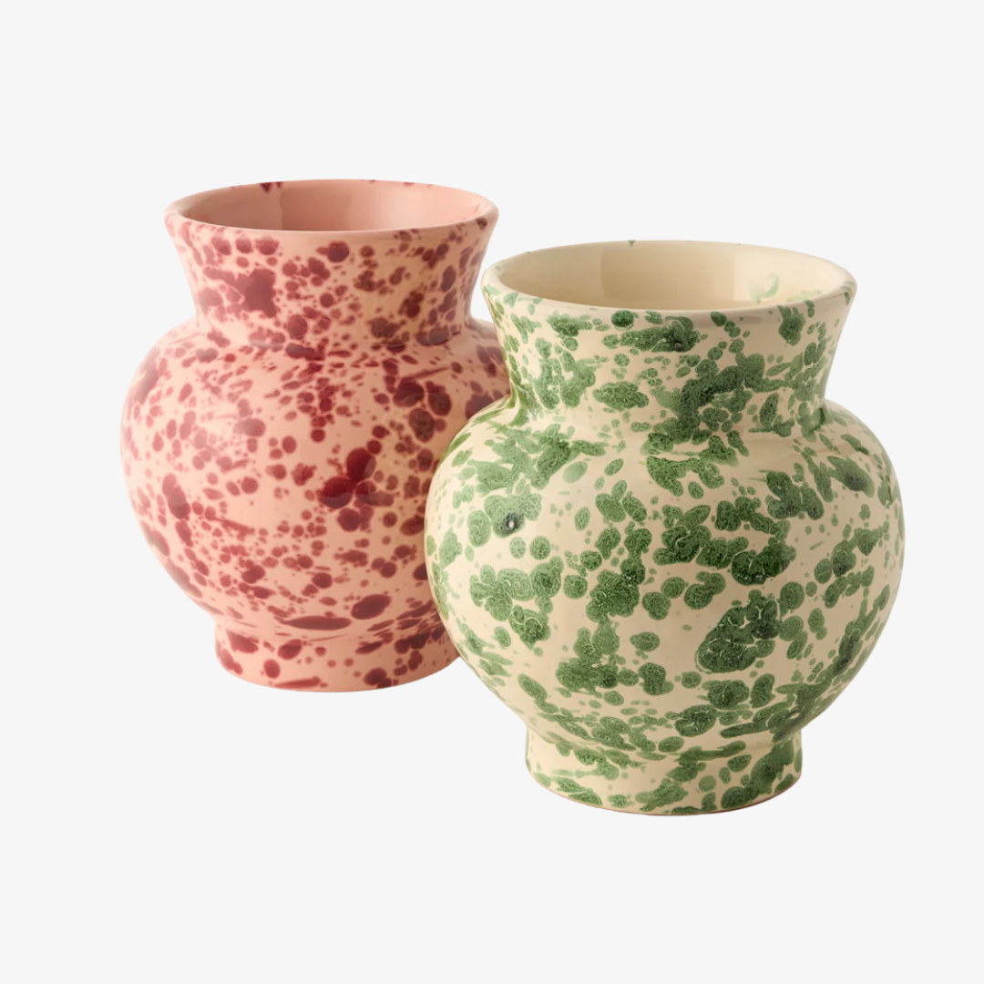 Speckled Green and White Vase