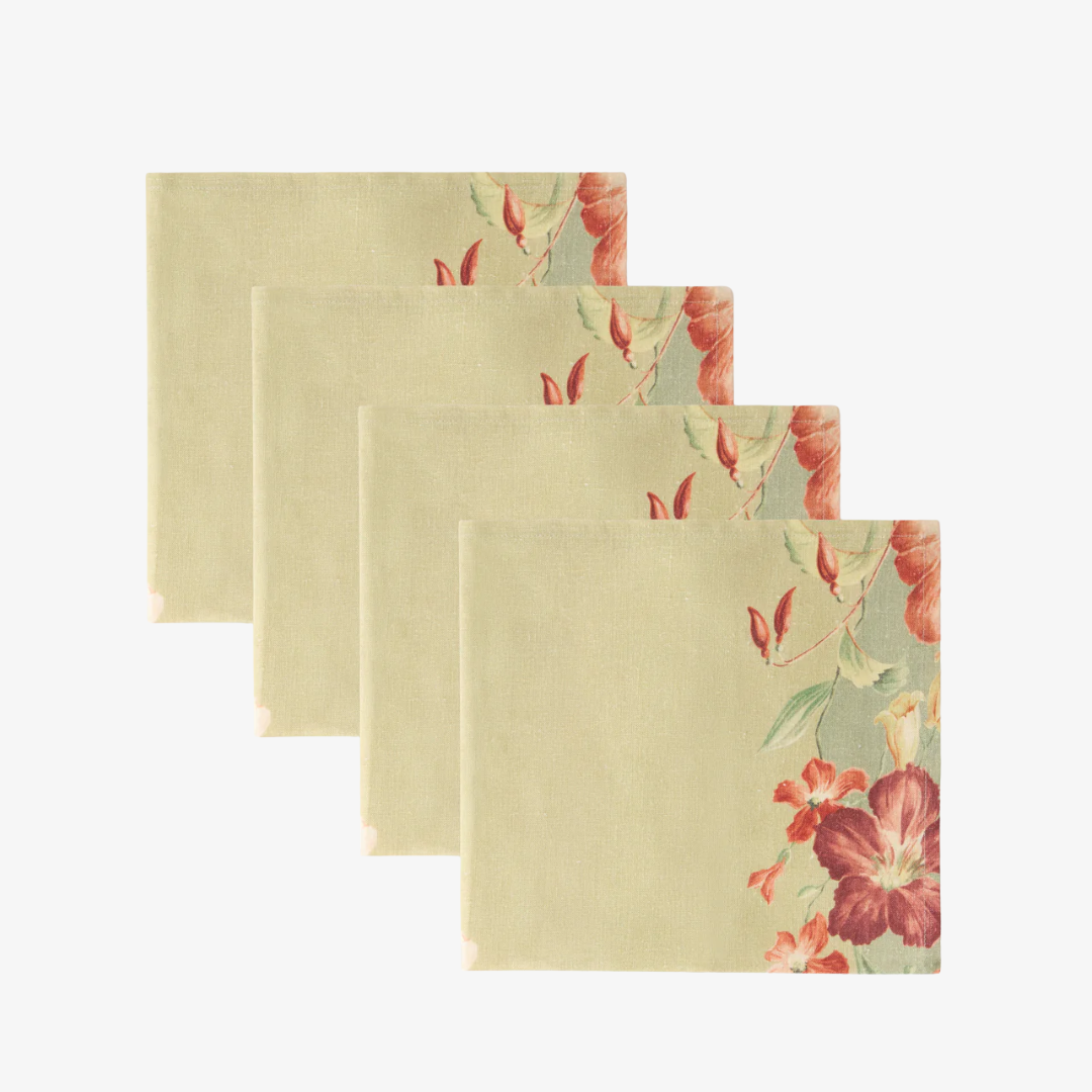 Ibiscus Sage Linen Napkins, Set of 4