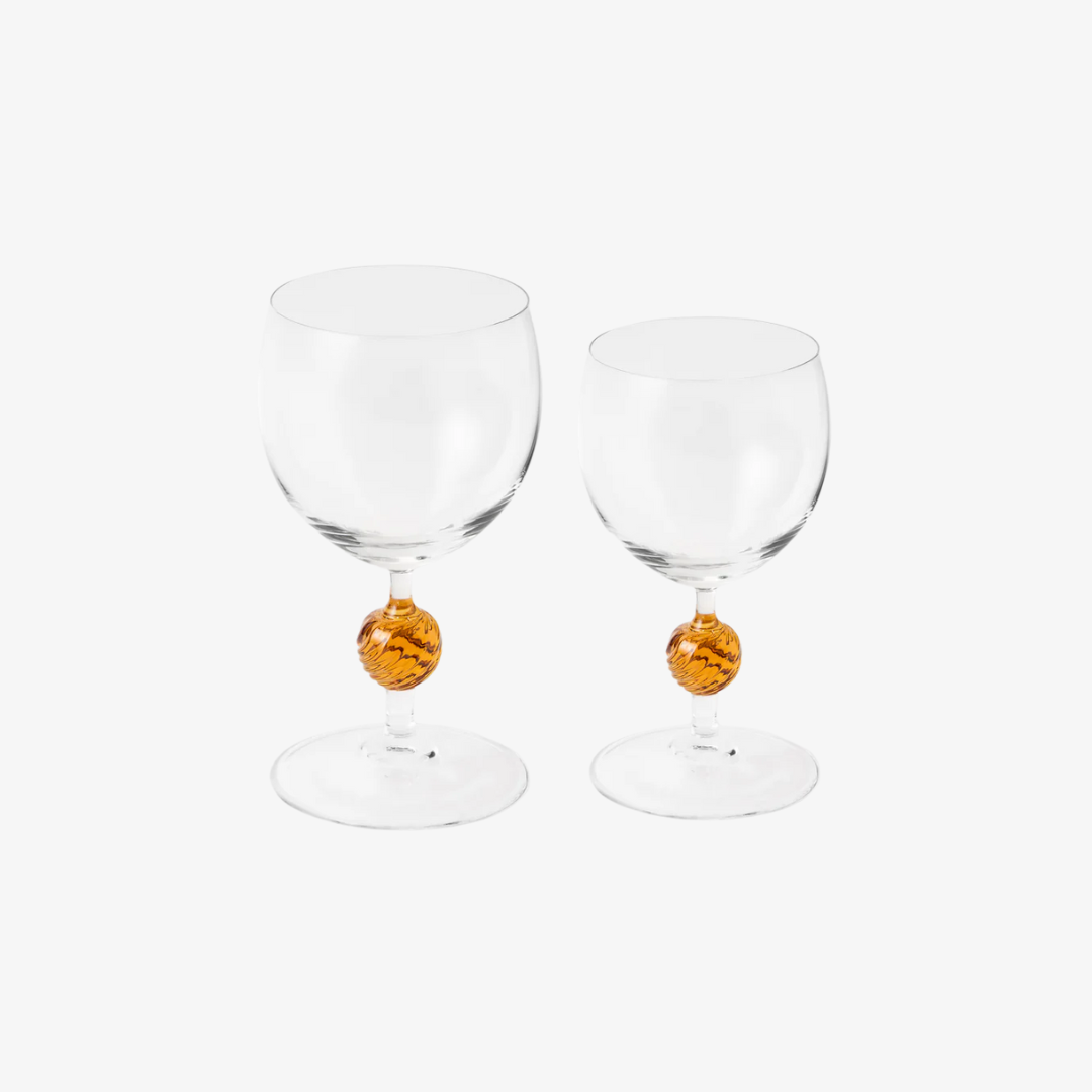 Demetra Ochre Wine Glass, Set of 2