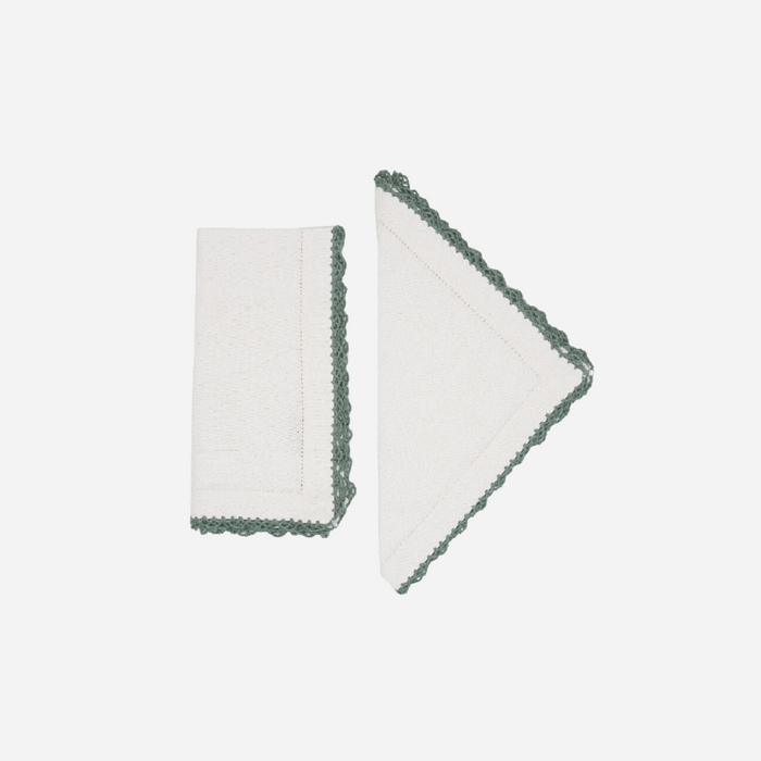 Beatrice White and Green Napkins, Set of 4