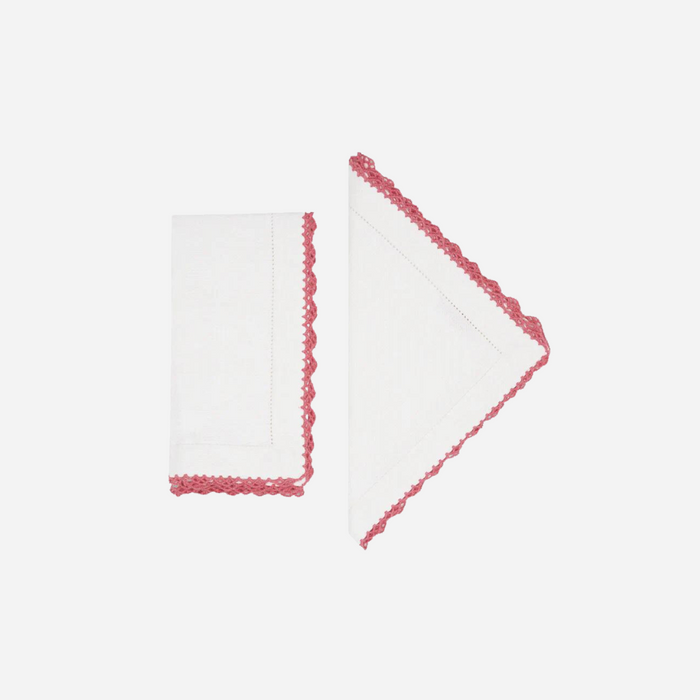 Beatrice White and Pink Napkins, Set of 4