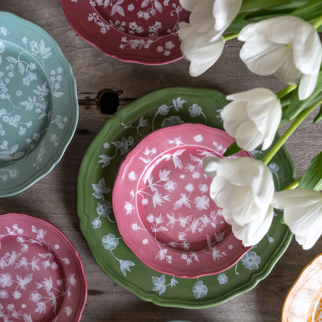 Floral Green Charger Plate, Set of 4