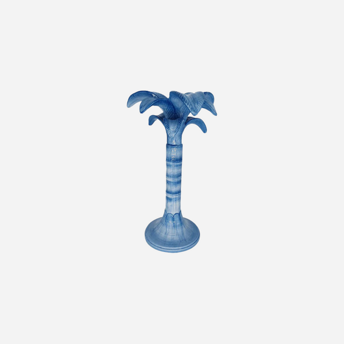 Medium Blue Palm Tree Candlestick