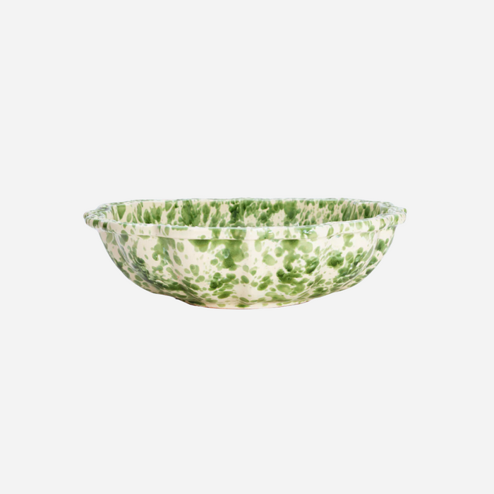 Speckled Green and White Serving Bowl