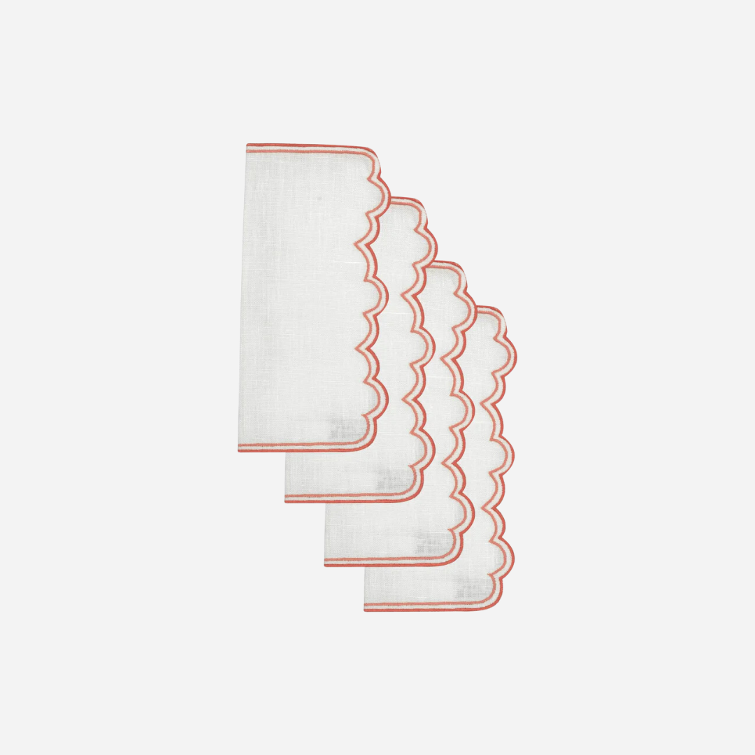 Escamas Coral Cocktail Napkins, Set of 4