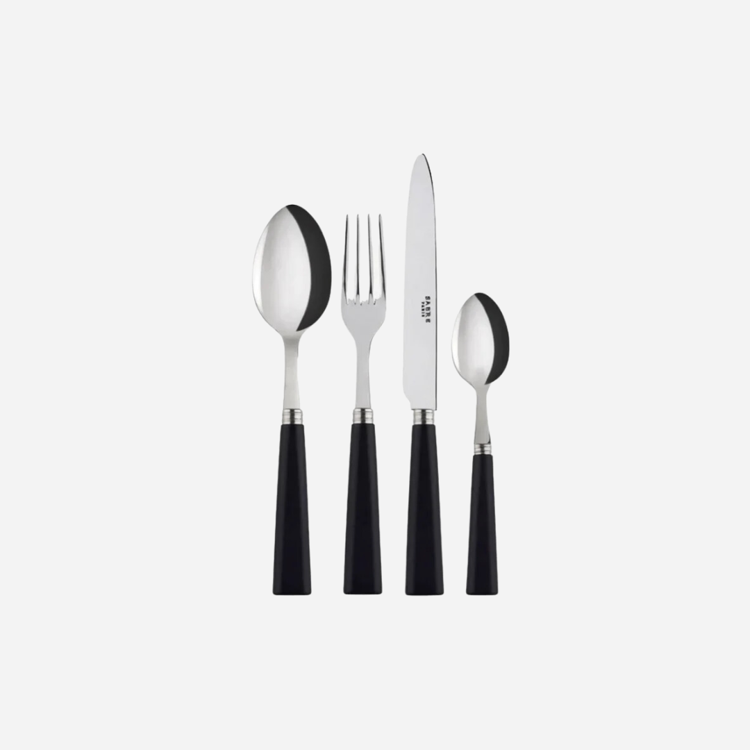 Nature Black Press Wood 4-Piece Cutlery Set