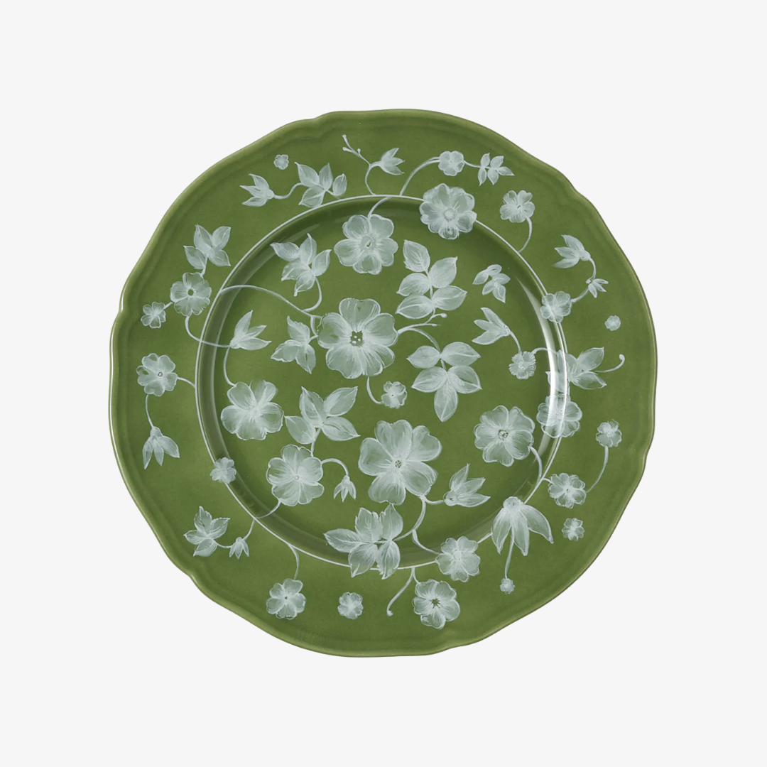 Floral Green Charger Plate, Set of 4