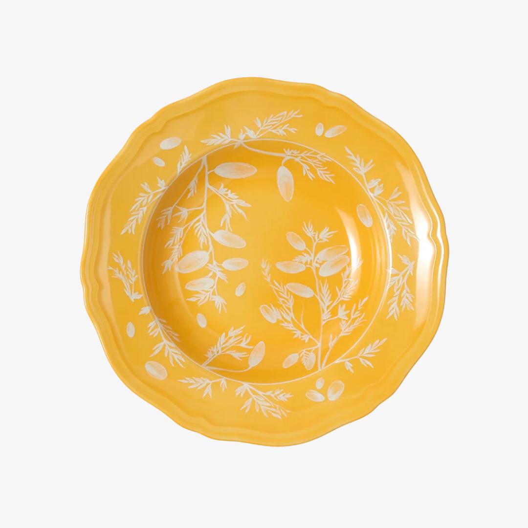 Floral Yellow Soup Plate, Set of 4