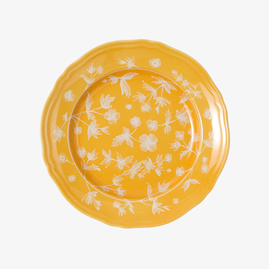 Floral Yellow Salad Plate, Set of 4