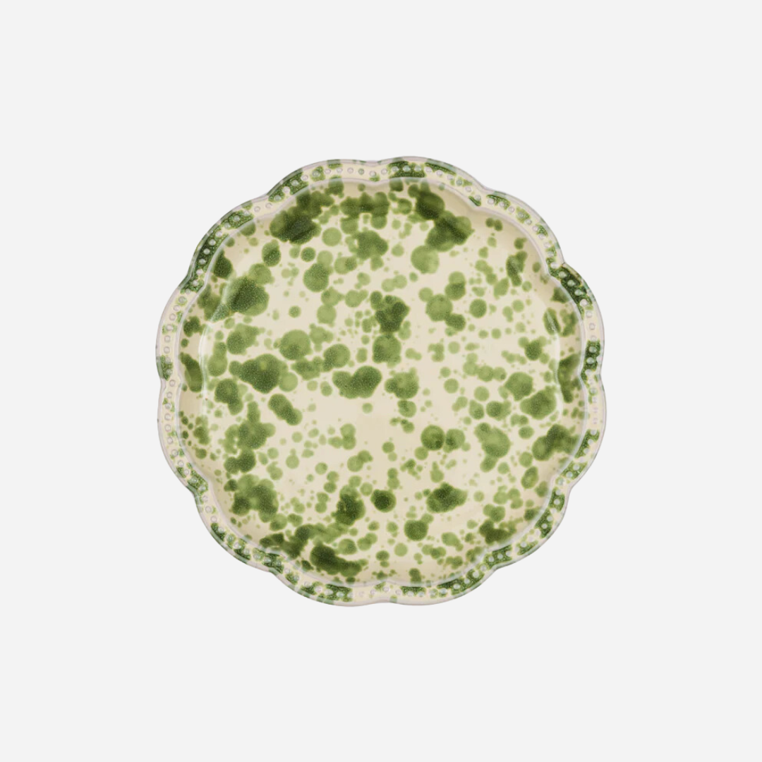 Speckled Green and White Dessert Plate, Set of 4