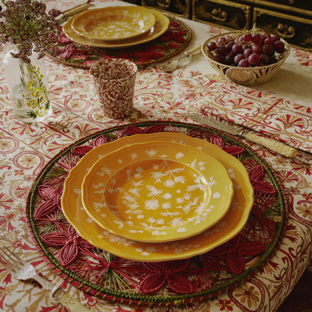 Floral Yellow Salad Plate, Set of 4