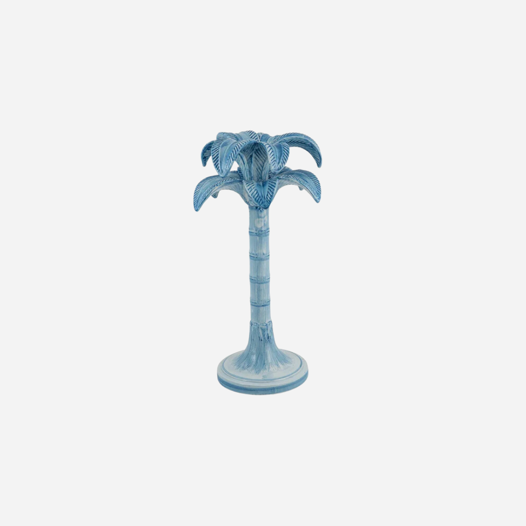 Large Blue Palm Tree Candlestick