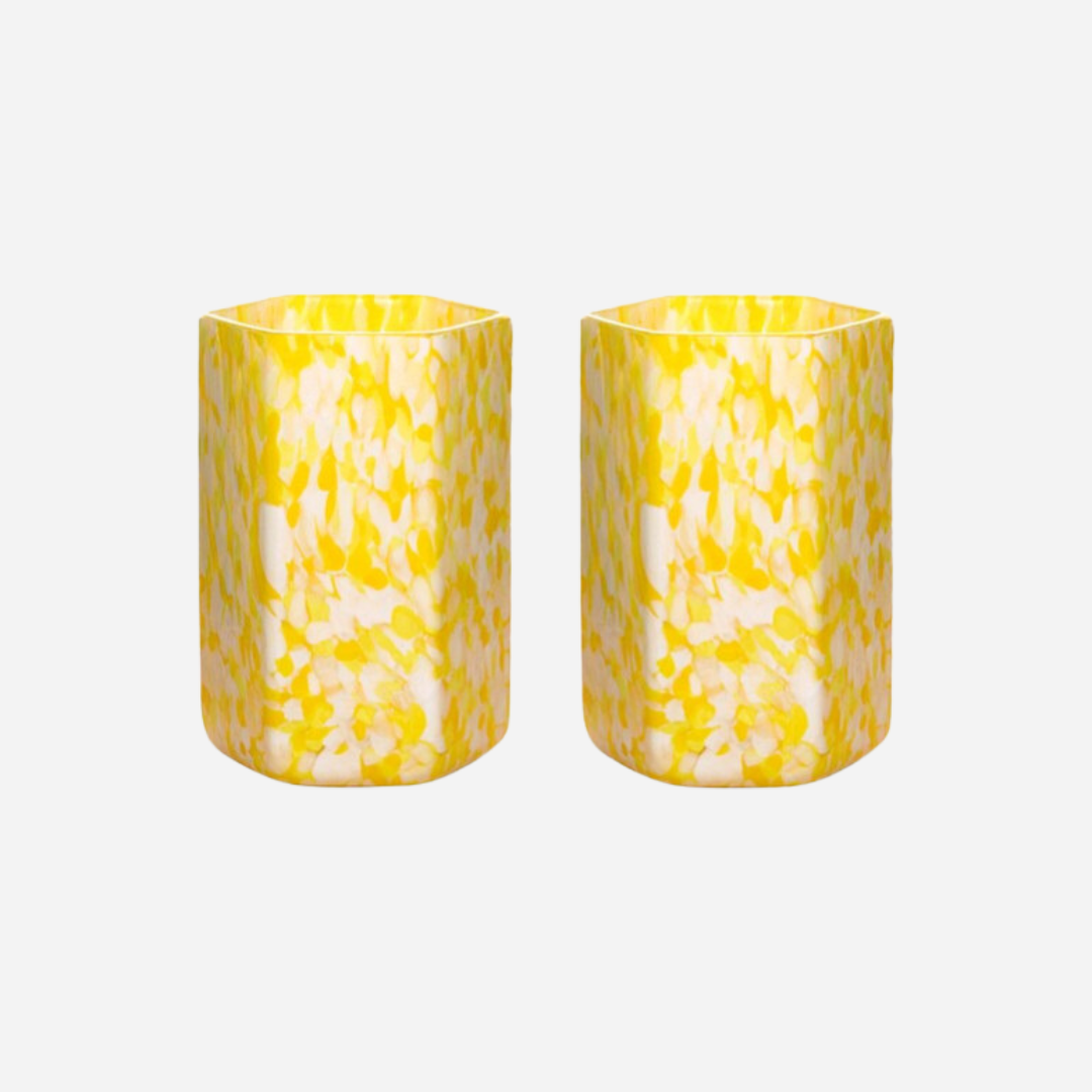 Macchia Hex Ivory & Yellow Mix Tumblers, Set of 2