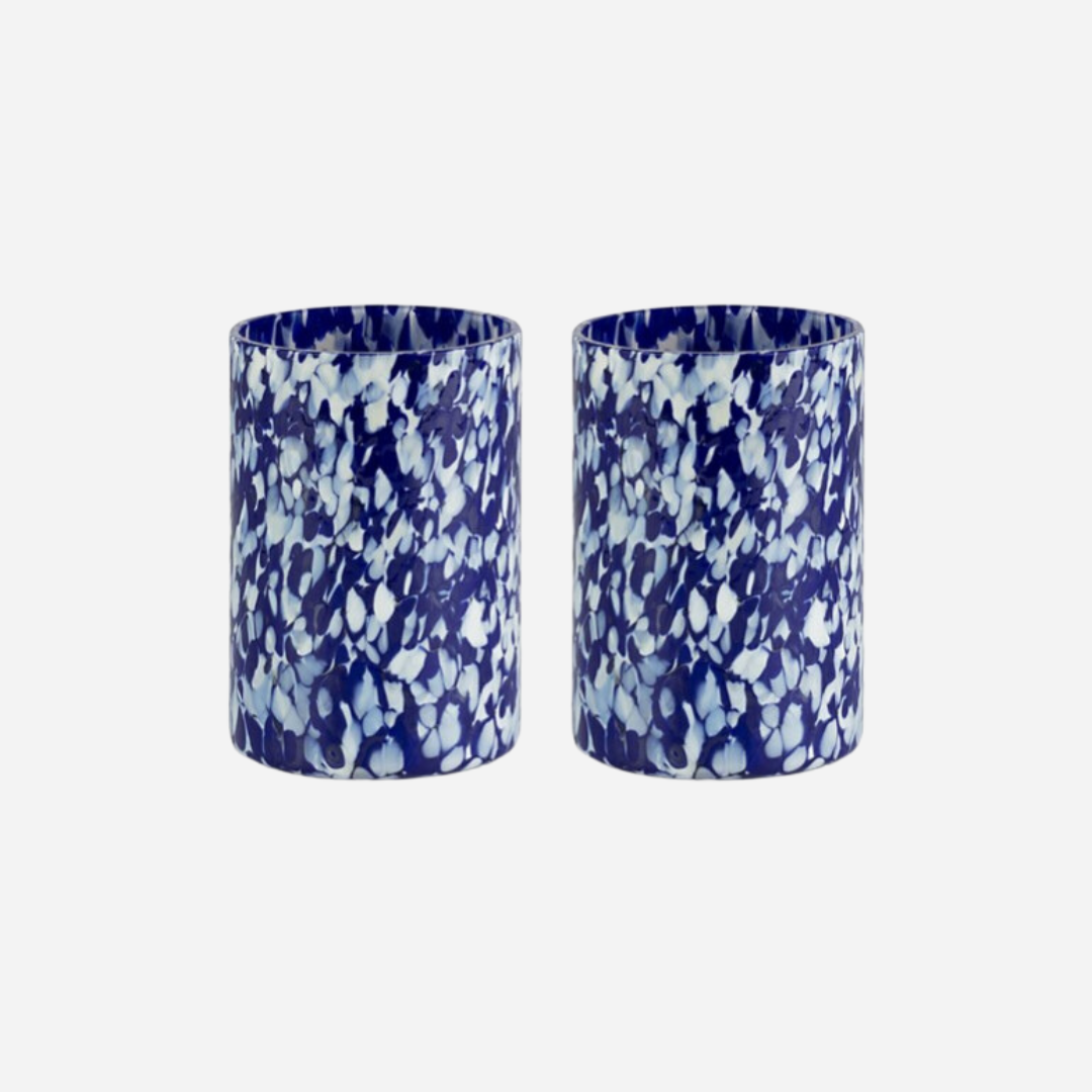 Macchia Blue & Ivory Tumblers, Set of 2