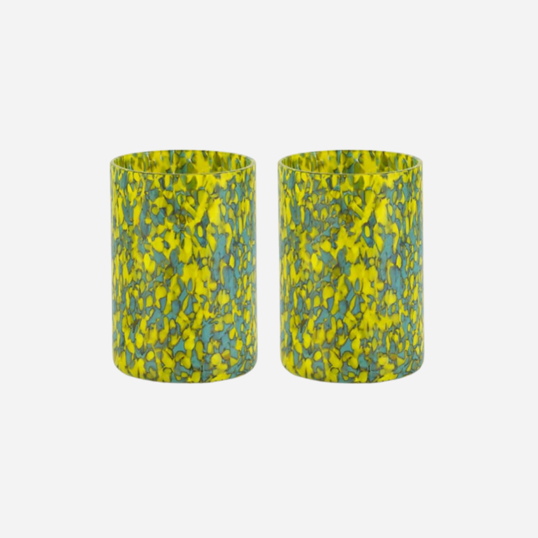 Macchia Green & Yellow Tumblers, Set of 2