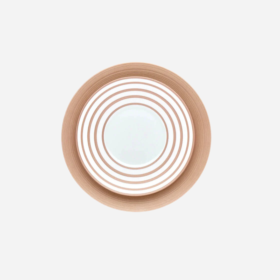 Hemisphere Metallic Pink Striped Charger Plate, Set of 2