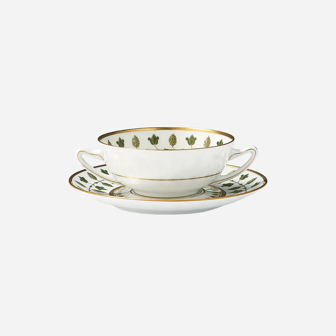 Matignon Green Cream Soup Bowl and Saucer