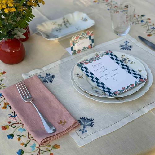 Ottoman Carnation Navy Placemat, Set of 4