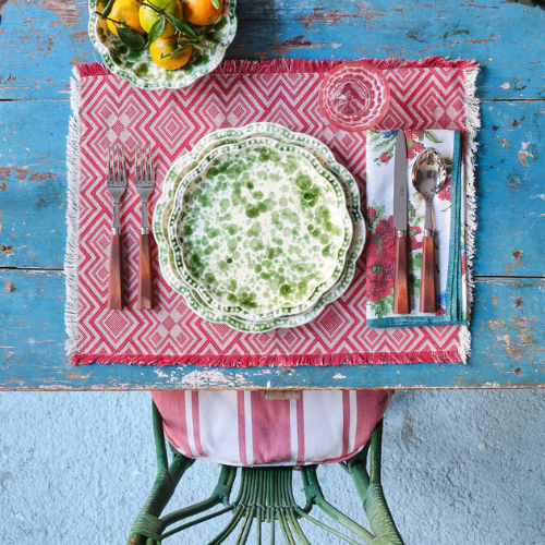 Speckled Green and White Dessert Plate, Set of 4