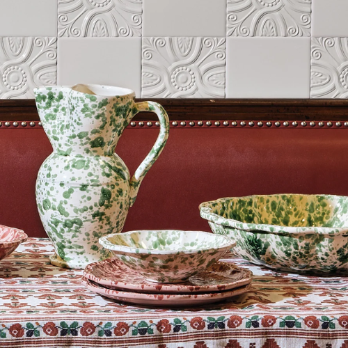 Speckled Green and White Serving Plate