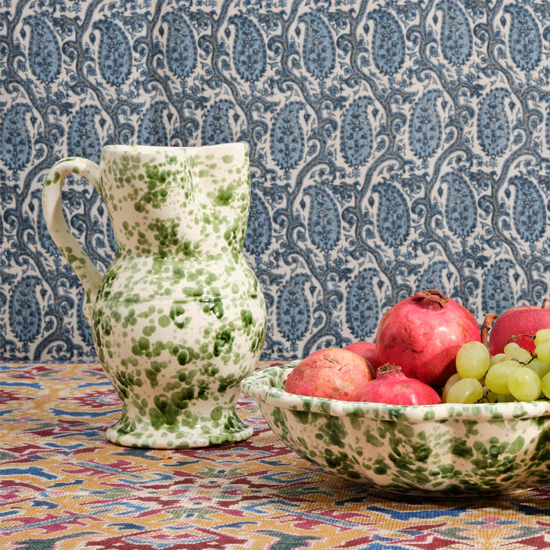 Speckled Green and White Serving Bowl