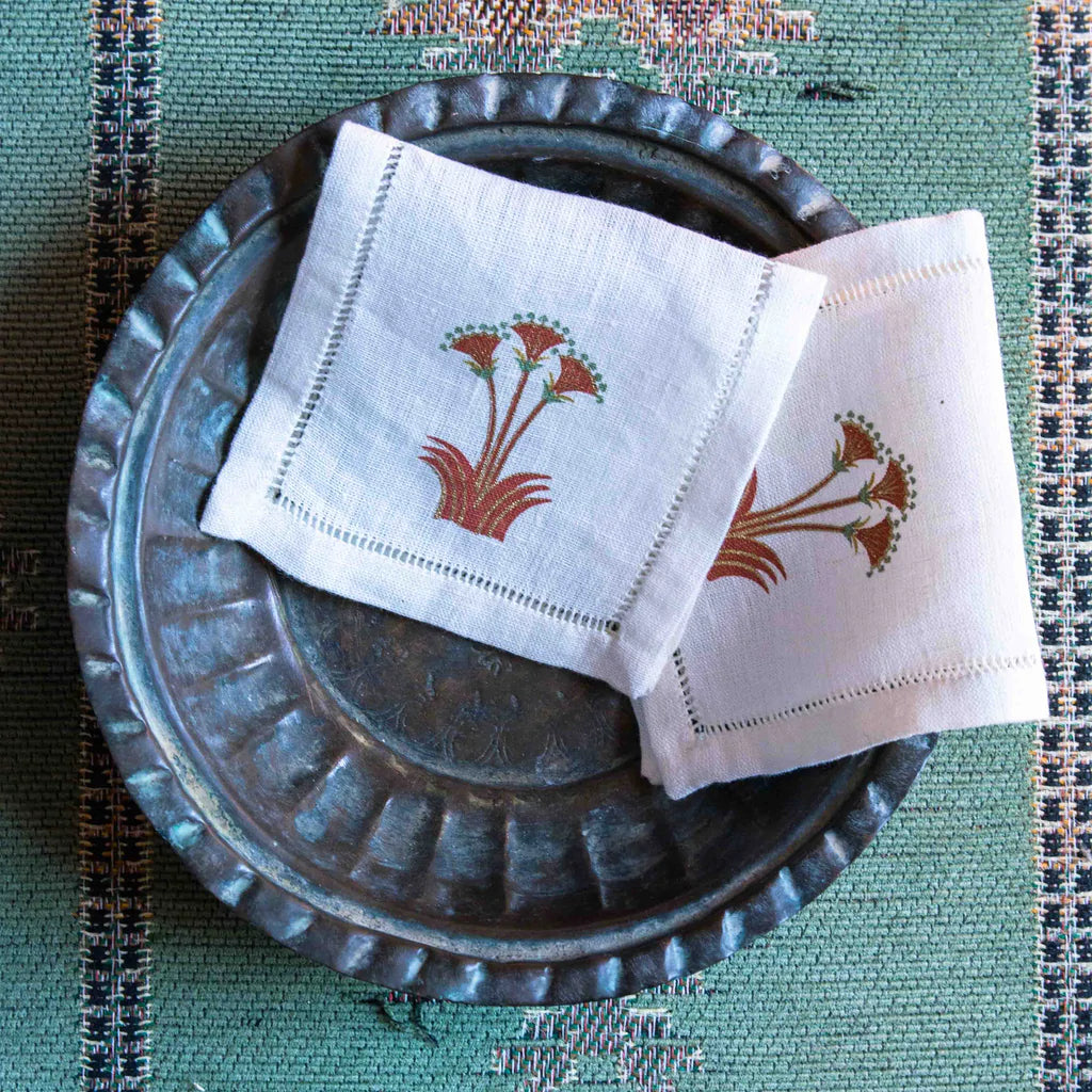 Sacred Nile Rosewood Cocktail Napkins, Set of 6